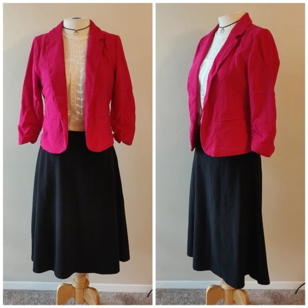 Candies | Hot Pink Ruched 3/4 Open Blazer